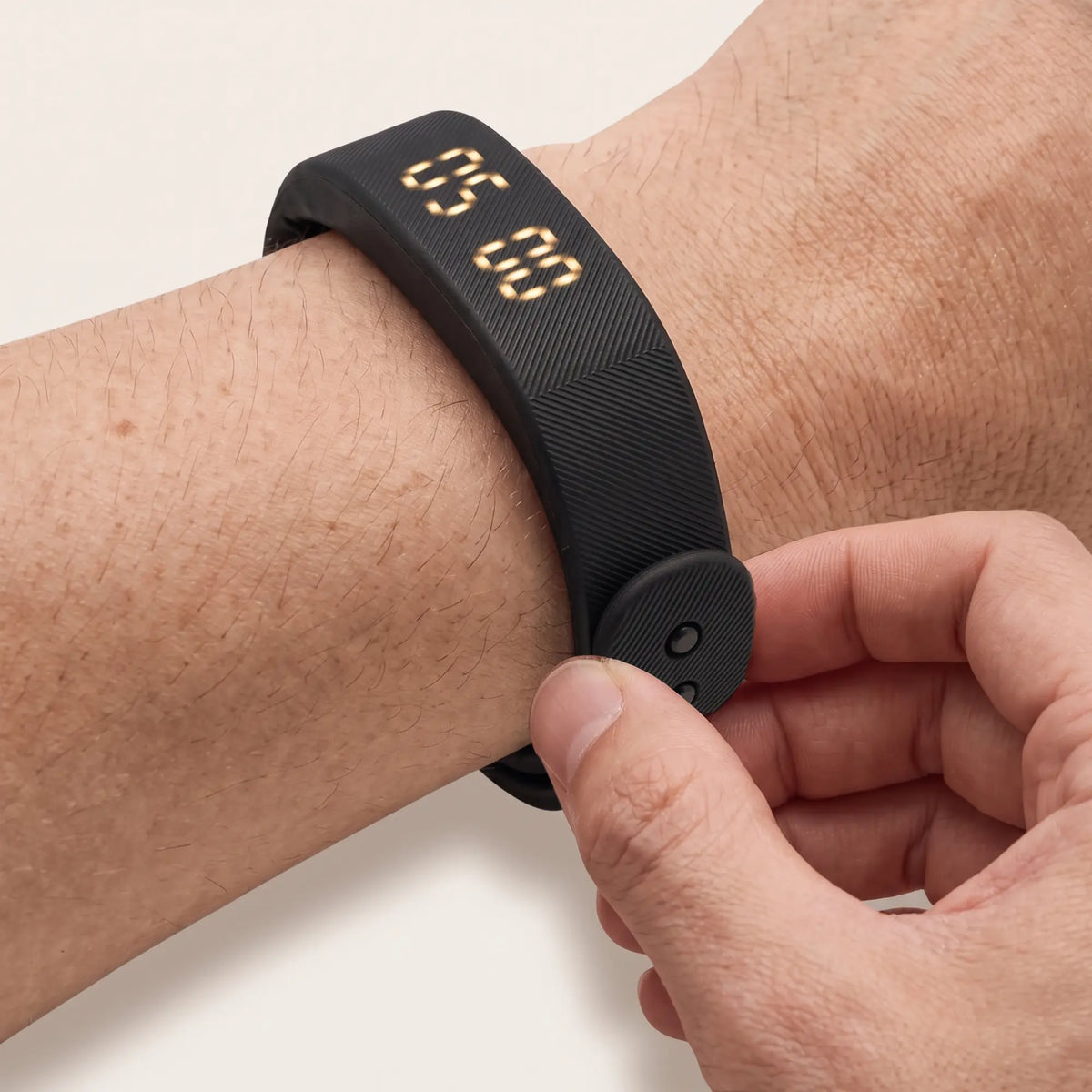 Fastening the strap on the wrist before bed